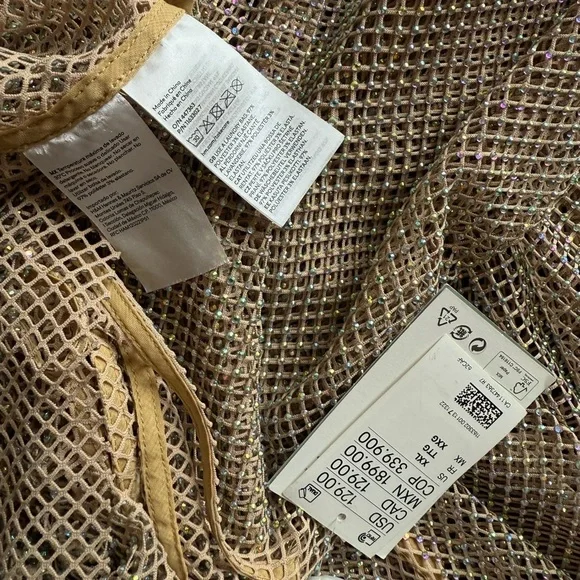 H&m - Sparkling Mesh Dress in Gold and Beige - XXL - NEW! - Picture 3 of 12